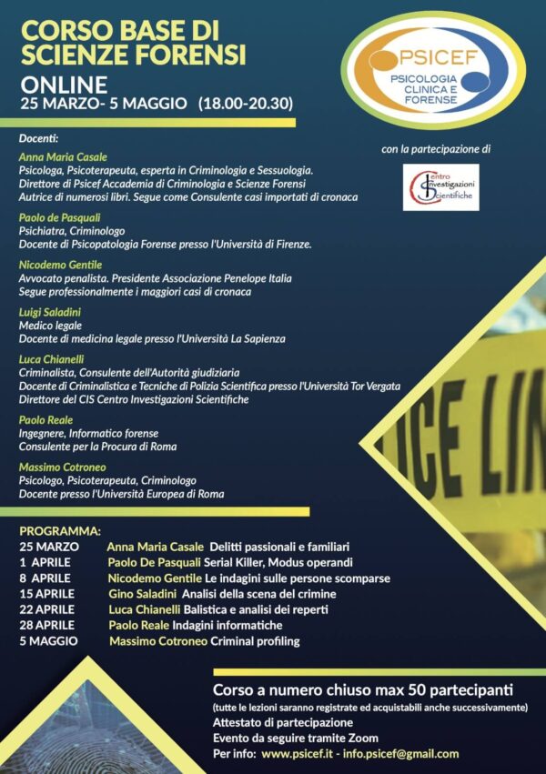 Corso base di Scienze Forensi